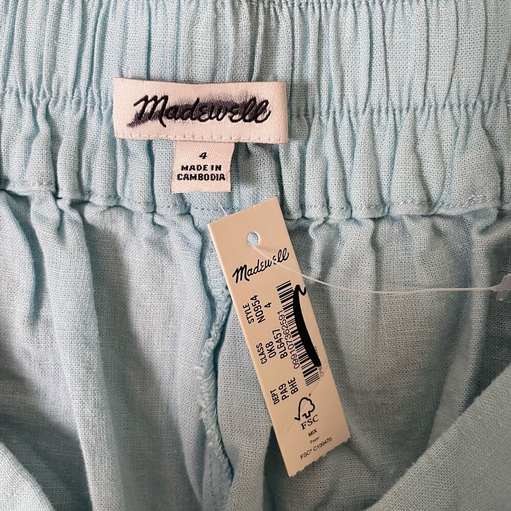 Madewell Pull On Straight Crop Linen Blend Casual Pants US Women's 4 New - Picture 7 of 8